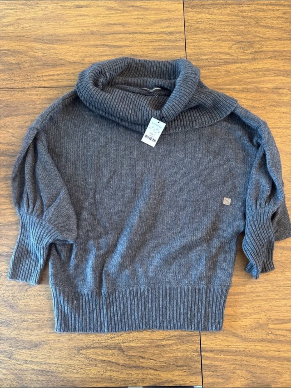 Gray Turtleneck Short-Sleeve Sweater - Express
